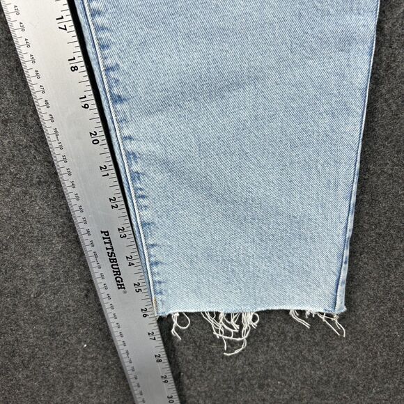 Good American The Weekender Jeans Women 4/27 Blue Straight Leg Raw Hem Indigo248 - Picture 6 of 14